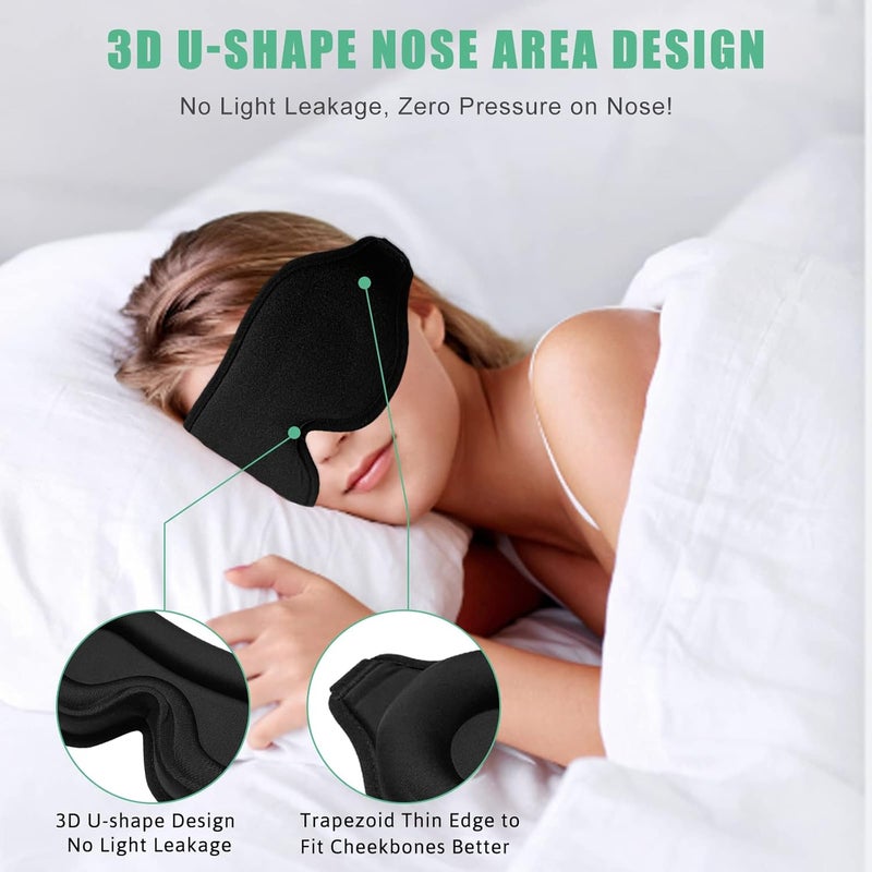 BeeVines Sleep Mask, 2 Pack 3D Contoured Sleeping Eye Masks for Lash Extensions, Night Molded Covers with Adjustable Strap, Eye Shade Cover Lashes Extension for Traveling Yoga Nap(Black & Grey) - Image 5